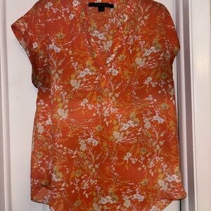 Cynthia Steffe Vibrant Orange Floral Blouse